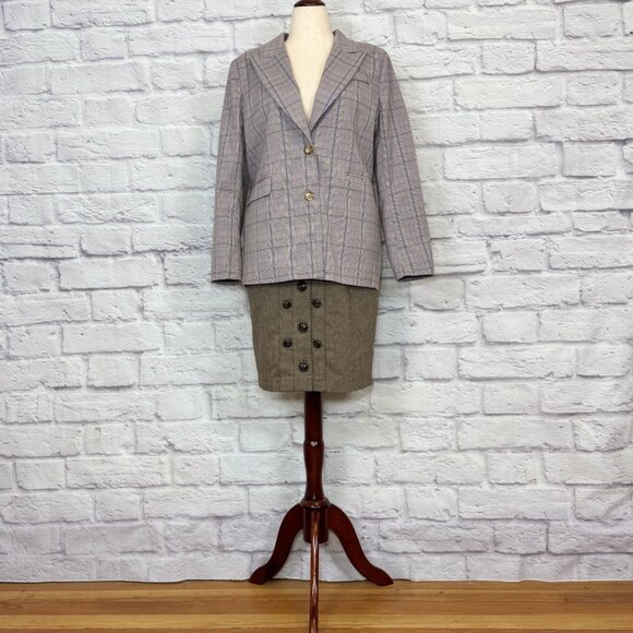Baum und Pferdgarten Taupe Wool Blend Tweed Button Front Skirt - Picture 5 of 9